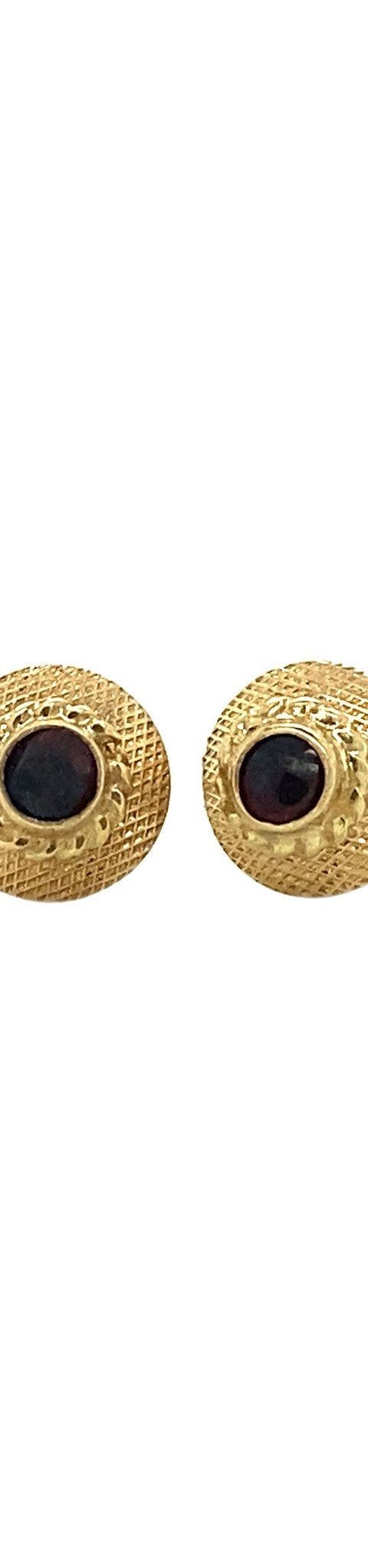 Vintage 14K Gold Stud Earrings with Garnet